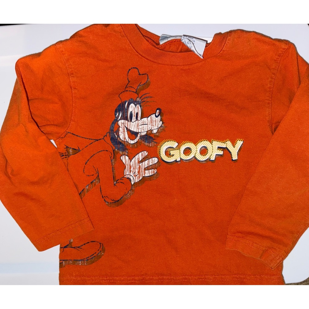 Disney Mickey & Co Goofy Orange Long Sleeve Graphic T-Shirt Kids Size 5T Vintage